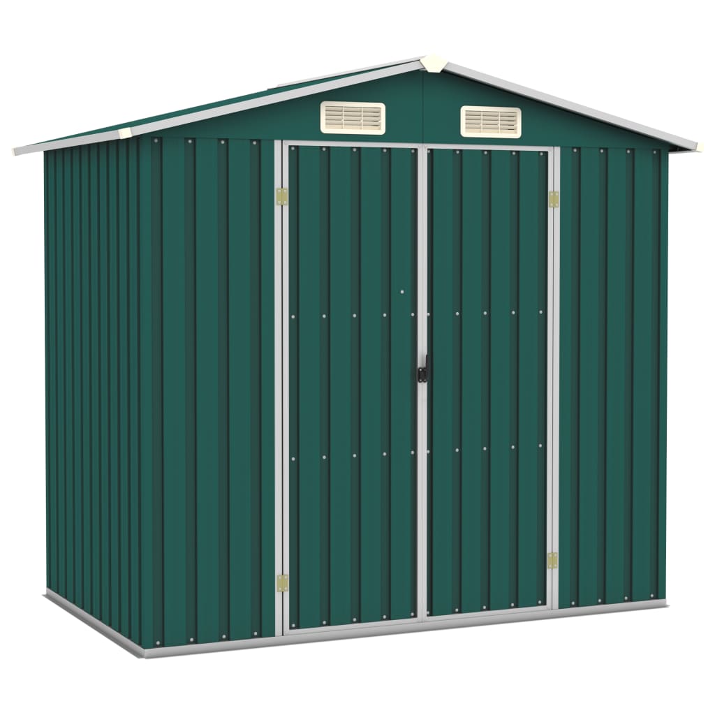 vidaXL Garden Shed Green 205x129x183 cm Galvanised Steel
