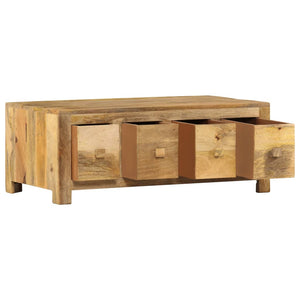 vidaXL Coffee Table with 4 Drawers 90x50x35 cm Solid Mango Wood