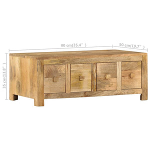 vidaXL Coffee Table with 4 Drawers 90x50x35 cm Solid Mango Wood