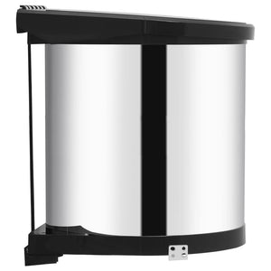 vidaXL Kitchen Built-in Dust Bin Stainless Steel 12 L