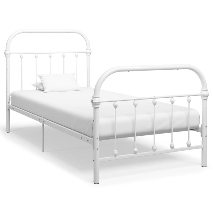 284493 vidaXL Bed Frame without Mattress White Metal 100x200 cm