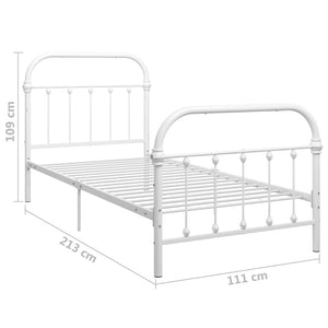 284493 vidaXL Bed Frame without Mattress White Metal 100x200 cm