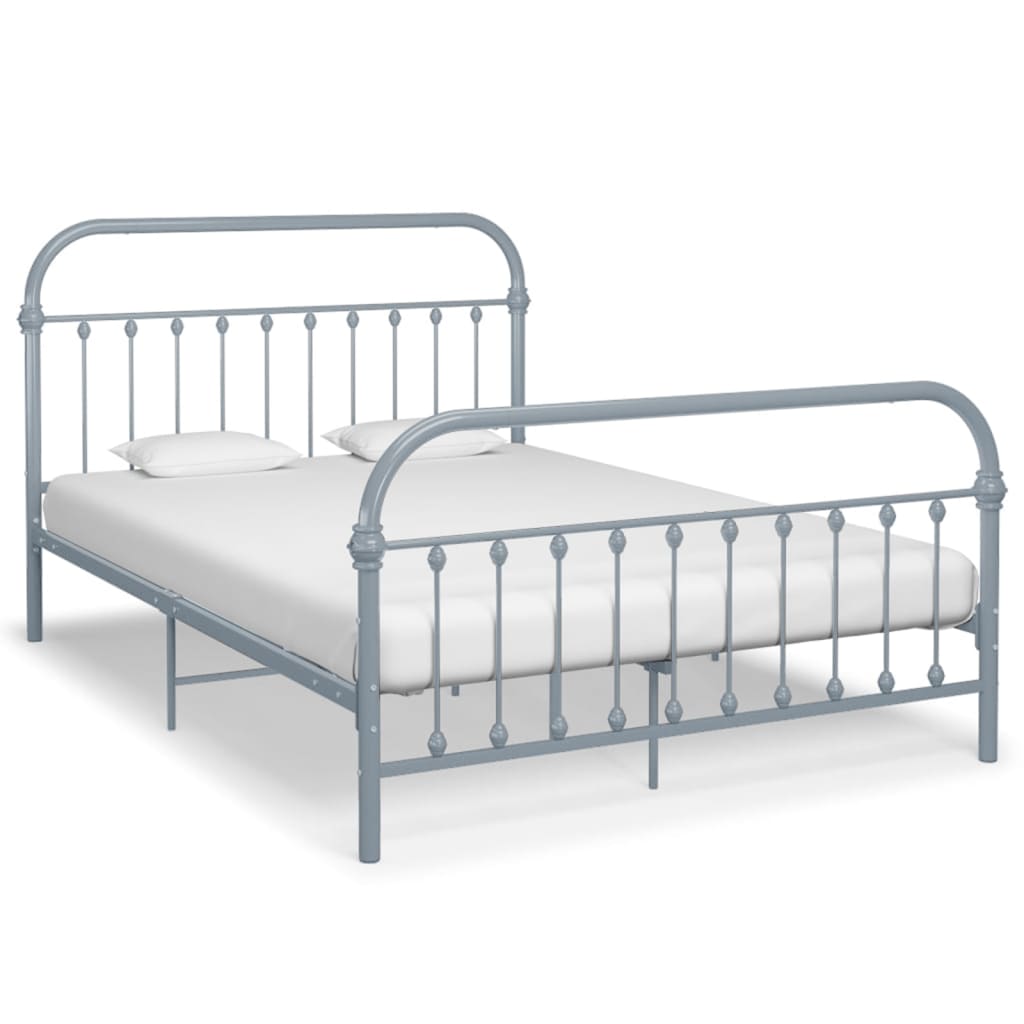 284507 vidaXL Bed Frame without Mattress Grey Metal 140x200 cm