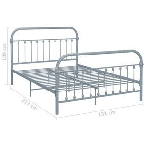 284507 vidaXL Bed Frame without Mattress Grey Metal 140x200 cm