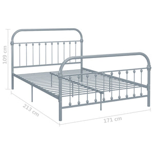 284508 vidaXL Bed Frame without Mattress Grey Metal 160x200 cm