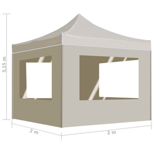 vidaXL Professional Folding Party Tent with Walls Aluminium 2x2 m Cream