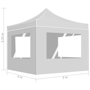 vidaXL Professional Folding Party Tent with Walls Aluminium 2x2 m White