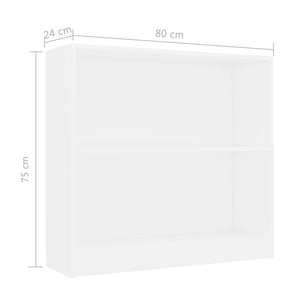 vidaXL Bookshelf White 80x24x75 cm Engineered Wood