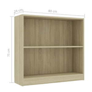 vidaXL Bookshelf Sonoma Oak 80x24x75 cm Engineered Wood