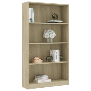 vidaXL 4-Tier Book Cabinet Sonoma Oak 80x24x142 cm Engineered Wood