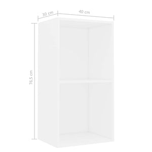 vidaXL 2-Tier Book Cabinet White 40x30x76.5 cm Engineered Wood