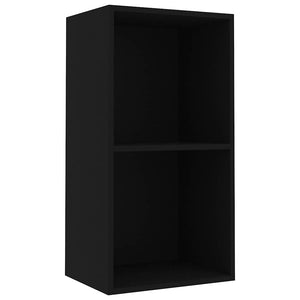 vidaXL 2-Tier Book Cabinet Black 40x30x76.5 cm Engineered Wood