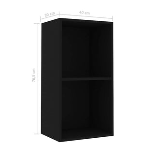 vidaXL 2-Tier Book Cabinet Black 40x30x76.5 cm Engineered Wood