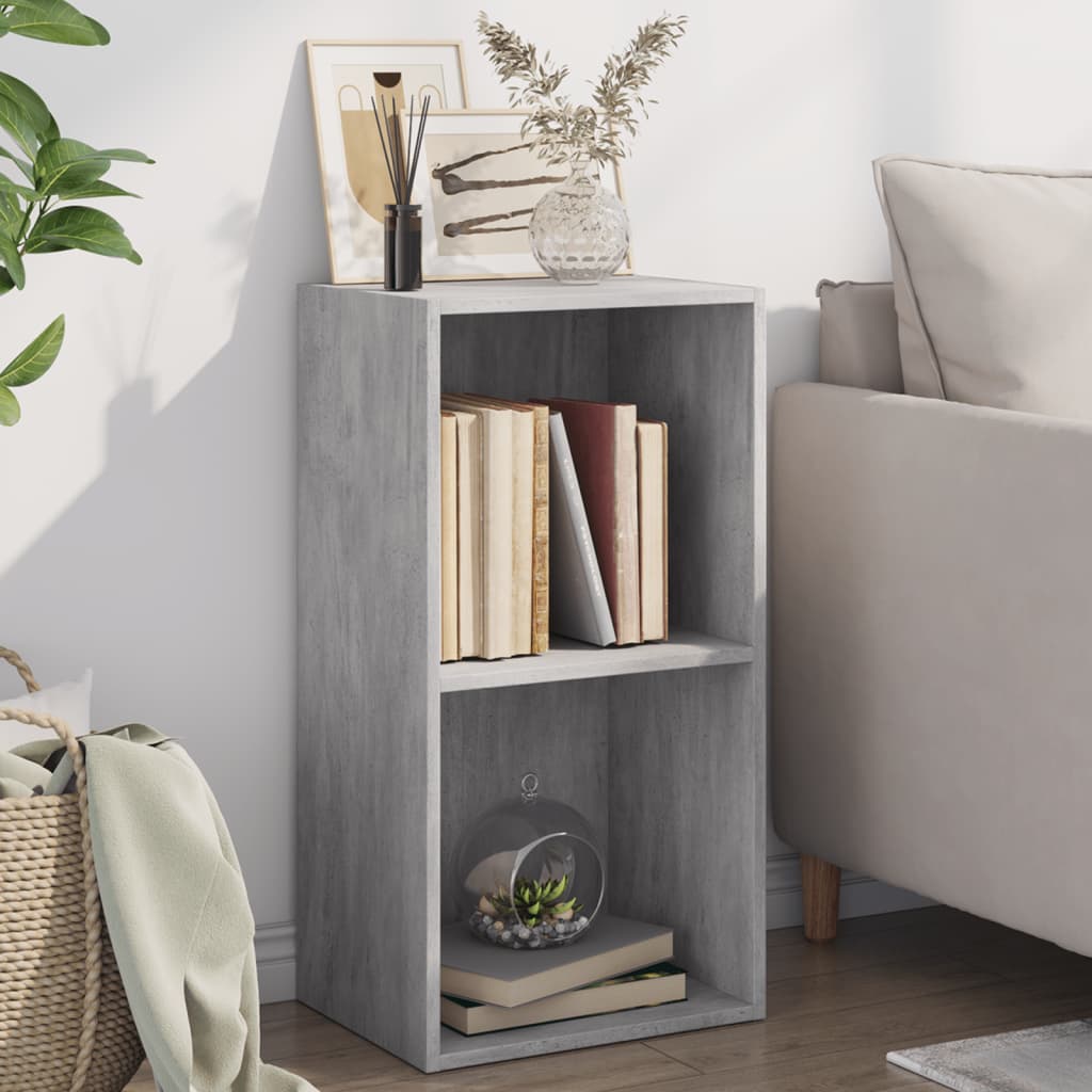 vidaXL 2-Tier Book Cabinet Concrete Grey 40x30x76.5 cm Engineered Wood