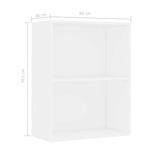 vidaXL 2-Tier Book Cabinet White 60x30x76.5 cm Engineered Wood