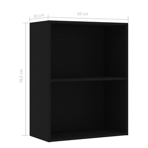 vidaXL 2-Tier Book Cabinet Black 60x30x76.5 cm Engineered Wood