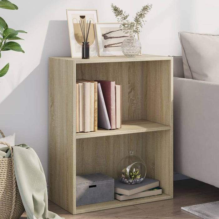 vidaXL 2-Tier Book Cabinet Sonoma Oak 60x30x76.5 cm Engineered Wood