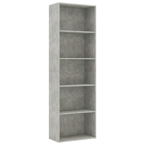 vidaXL 5-Tier Book Cabinet Concrete Grey 60x30x189 cm Engineered Wood