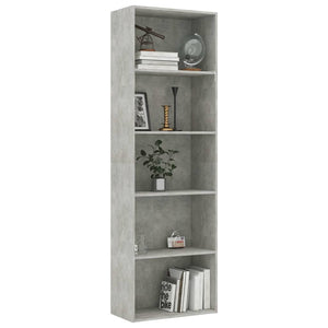 vidaXL 5-Tier Book Cabinet Concrete Grey 60x30x189 cm Engineered Wood