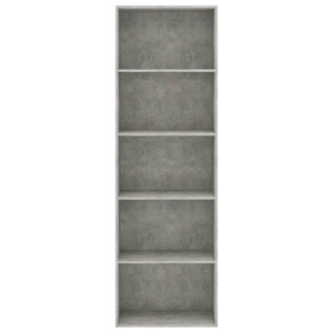 vidaXL 5-Tier Book Cabinet Concrete Grey 60x30x189 cm Engineered Wood