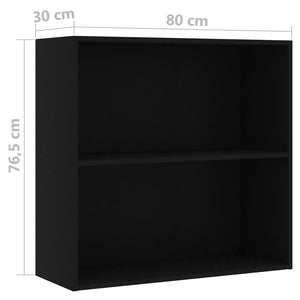 vidaXL 2-Tier Book Cabinet Black 80x30x76.5 cm Engineered Wood