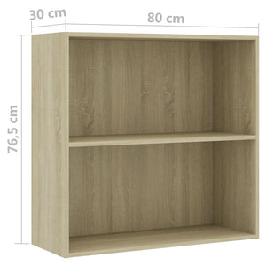 vidaXL 2-Tier Book Cabinet Sonoma Oak 80x30x76.5 cm Engineered Wood