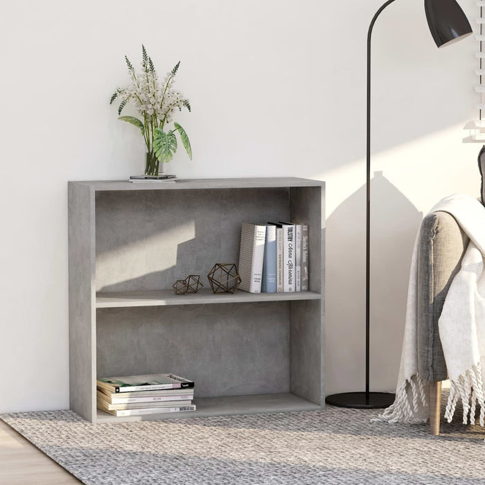 vidaXL 2-Tier Book Cabinet Concrete Grey 80x30x76.5 cm Engineered Wood