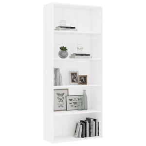 vidaXL 5-Tier Book Cabinet White 80x30x189 cm Engineered Wood