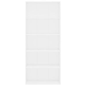 vidaXL 5-Tier Book Cabinet White 80x30x189 cm Engineered Wood