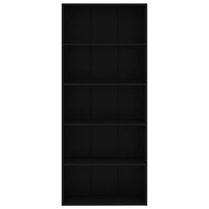 vidaXL 5-Tier Book Cabinet Black 80x30x189 cm Engineered Wood