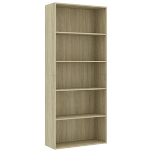 vidaXL 5-Tier Book Cabinet Sonoma Oak 80x30x189 cm Engineered Wood