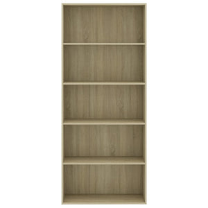 vidaXL 5-Tier Book Cabinet Sonoma Oak 80x30x189 cm Engineered Wood