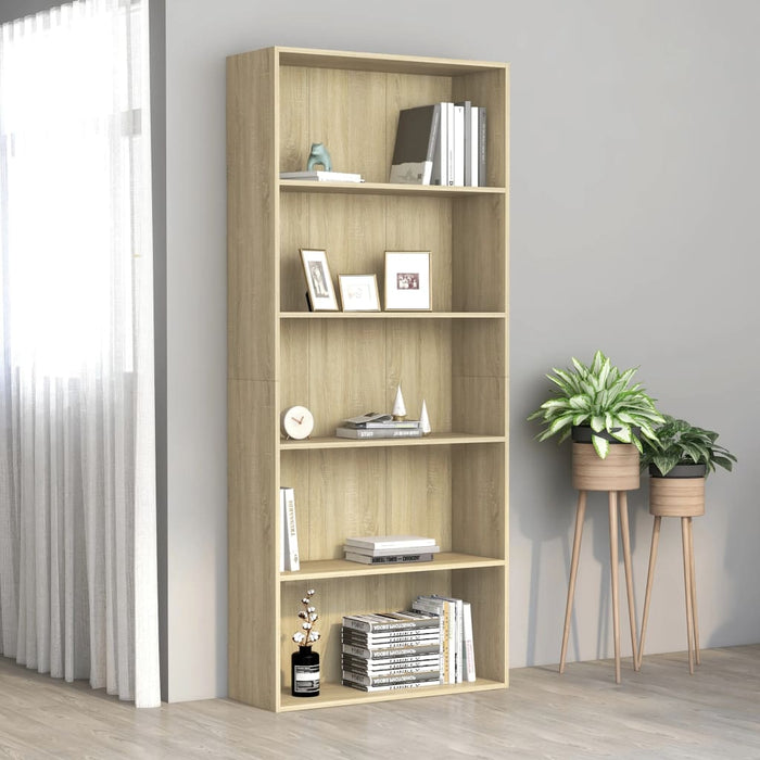 vidaXL 5-Tier Book Cabinet Sonoma Oak 80x30x189 cm Engineered Wood