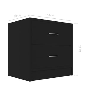 vidaXL Bedside Cabinets 2 pcs Black 40x30x40 cm Engineered Wood