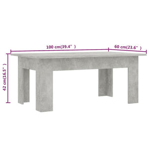 vidaXL Coffee Table Concrete Grey 100x60x42 cm Engineered Wood