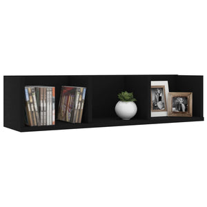 vidaXL CD Wall Shelf Black 75x18x18 cm Engineered Wood