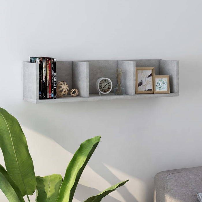 vidaXL CD Wall Shelf Concrete Grey 75x18x18 cm Engineered Wood