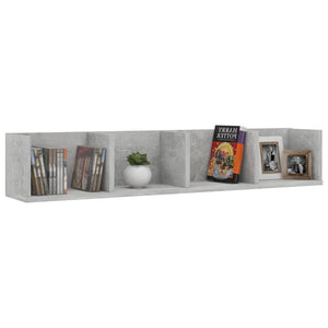 vidaXL CD Wall Shelf Concrete Grey 100x18x18 cm Engineered Wood