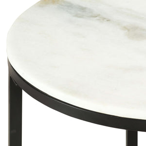 vidaXL Coffee Table White and Black Ø50 cm Real Solid Marble