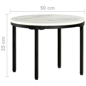 vidaXL Coffee Table White and Black Ø50 cm Real Solid Marble