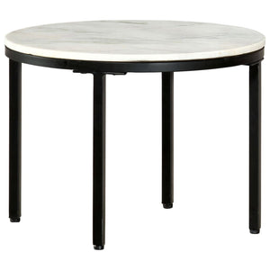 vidaXL Coffee Table White and Black Ø50 cm Real Solid Marble