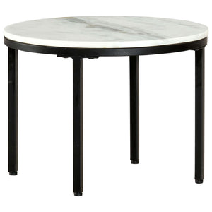 vidaXL Coffee Table White and Black Ø50 cm Real Solid Marble