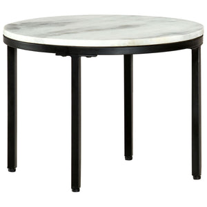 vidaXL Coffee Table White and Black Ø50 cm Real Solid Marble