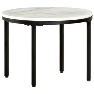 vidaXL Coffee Table White and Black Ø50 cm Real Solid Marble