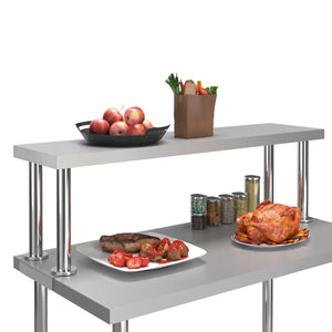 vidaXL Work Table Overshelf 120x30x35 cm Stainless Steel