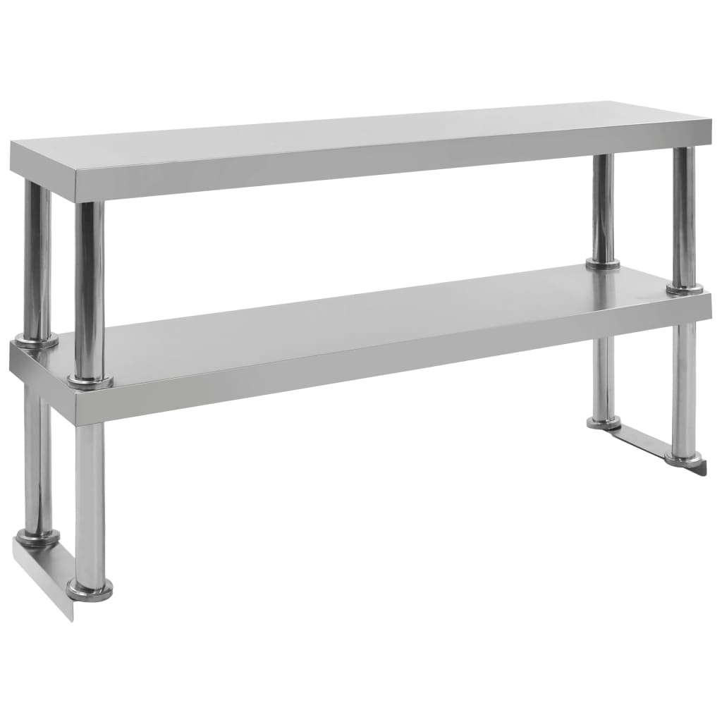 vidaXL 2-Tier Work Table Overshelf 120x30x65 cm Stainless Steel