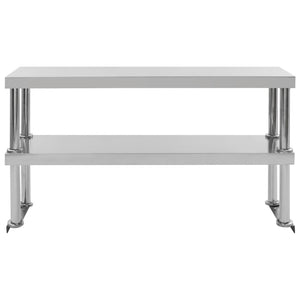 vidaXL 2-Tier Work Table Overshelf 120x30x65 cm Stainless Steel