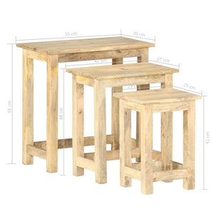 vidaXL Nesting Tables 3 pcs Solid Mango Wood