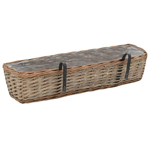 vidaXL Balcony Planter 2 pcs Wicker with PE Lining 80 cm