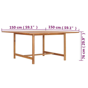 vidaXL Garden Table 150x150x76 cm Solid Teak Wood